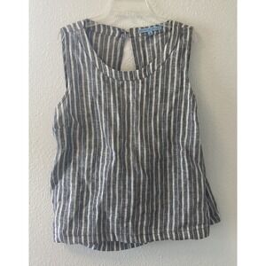 Antonio Melani Top Women's Size 12 Striped 100% Linen Open Back Lagenlook